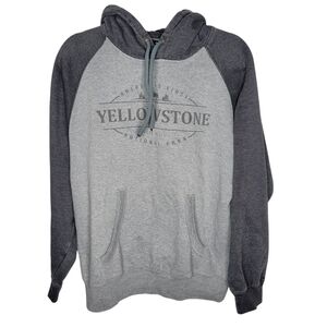 Vintage Y2K Yellowstone National Park Pullover Hoodie in Grey Size Medium